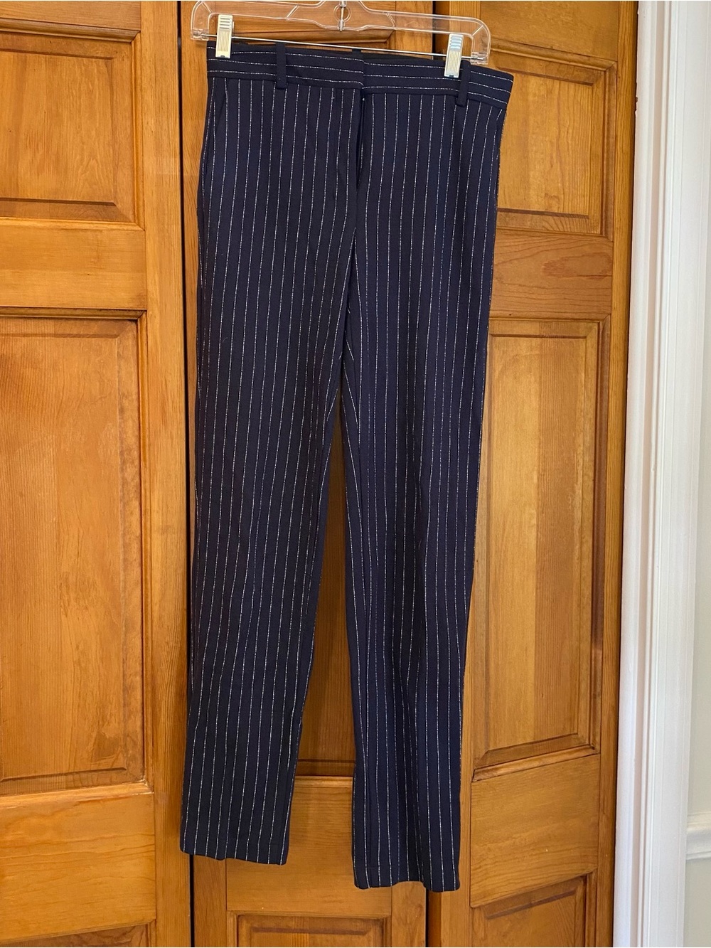Theory Women's Navy Pinstripe Trousers